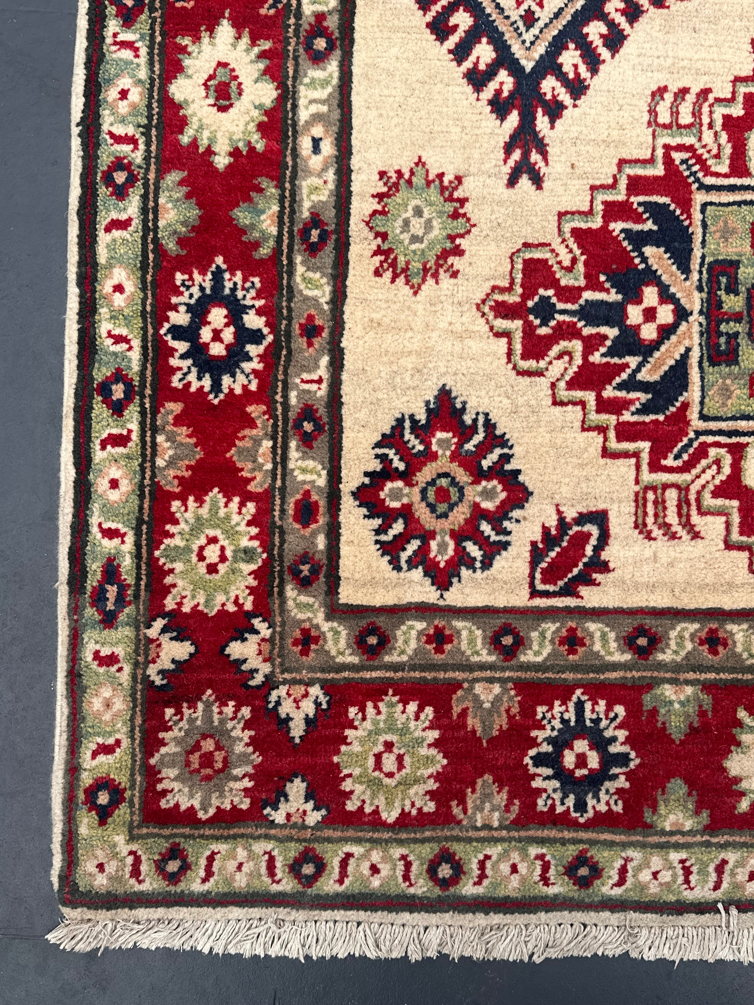 Handmade Afghan Traditional Kazak Wool Rug – 170 CM x 100 CM