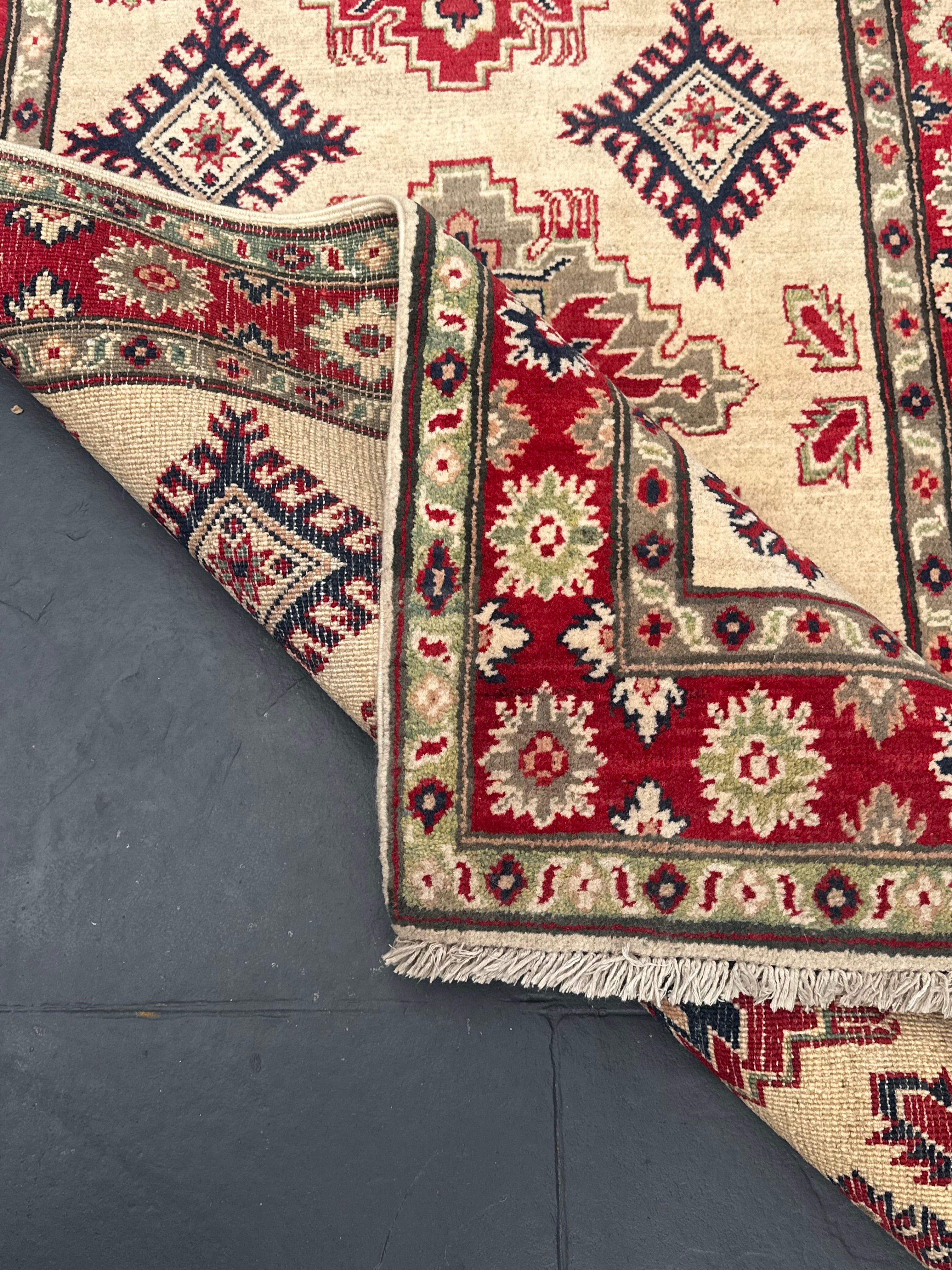Handmade Afghan Traditional Kazak Wool Rug – 170 CM x 100 CM