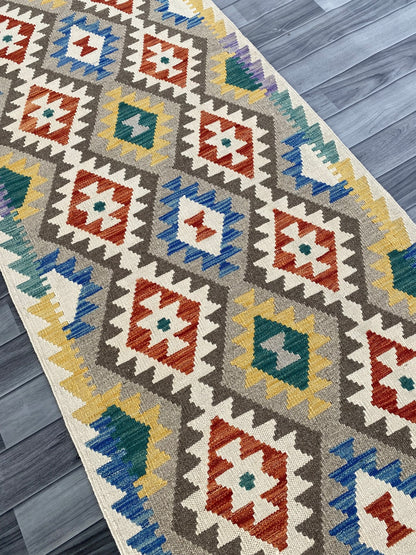 Handmade Afghan Chobi Kilim Hallway Runner Rug 302 CM x 82 CM ( SS # 172 )