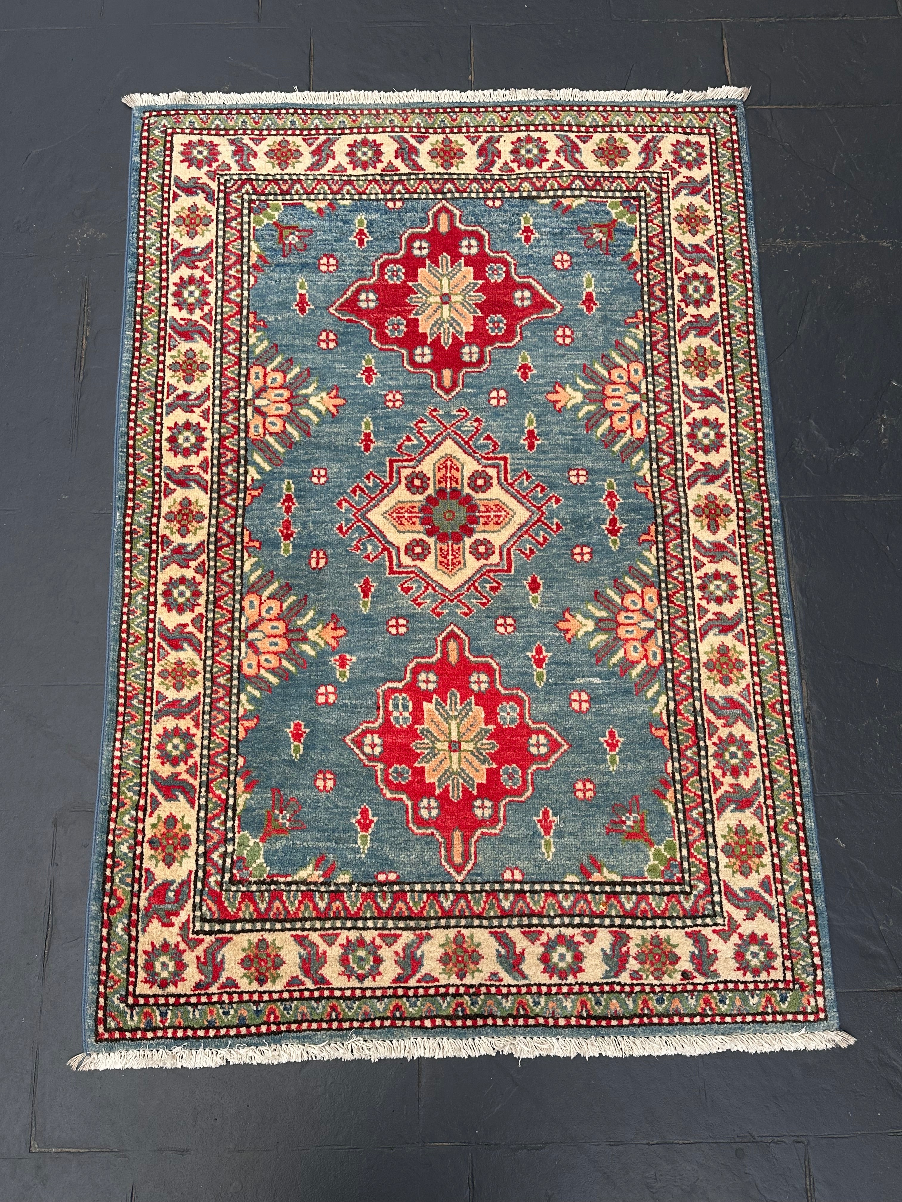 Handmade Afghan Traditional Kazak Wool Rug – 150 CM x 103 CM