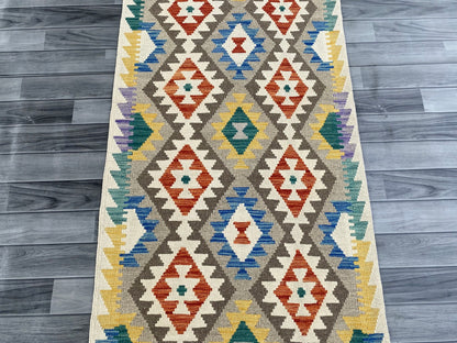 Handmade Afghan Chobi Kilim Hallway Runner Rug 302 CM x 82 CM ( SS # 172 )