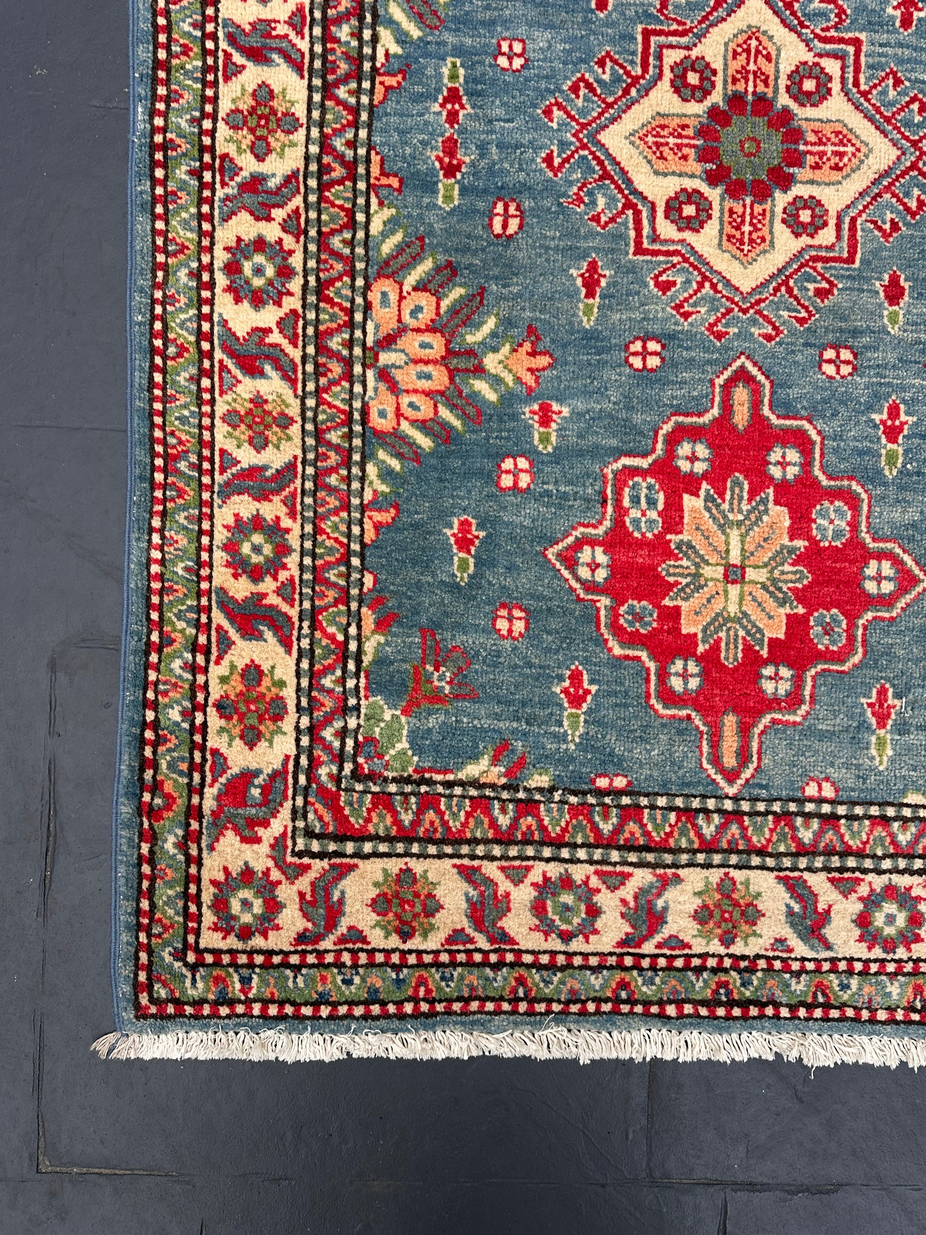 Handmade Afghan Traditional Kazak Wool Rug – 150 CM x 103 CM