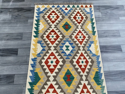 Handmade Afghan Chobi Kilim Hallway Runner Rug 302 CM x 82 CM ( SS # 172 )