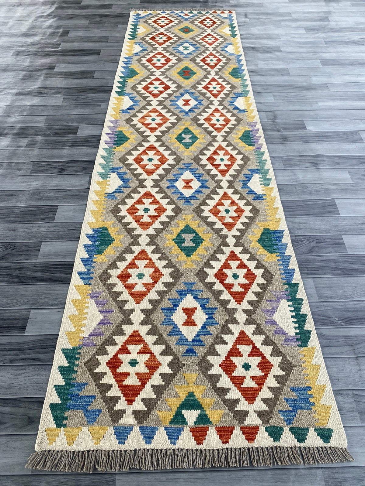 Handmade Afghan Chobi Kilim Hallway Runner Rug 302 CM x 82 CM SS # 172