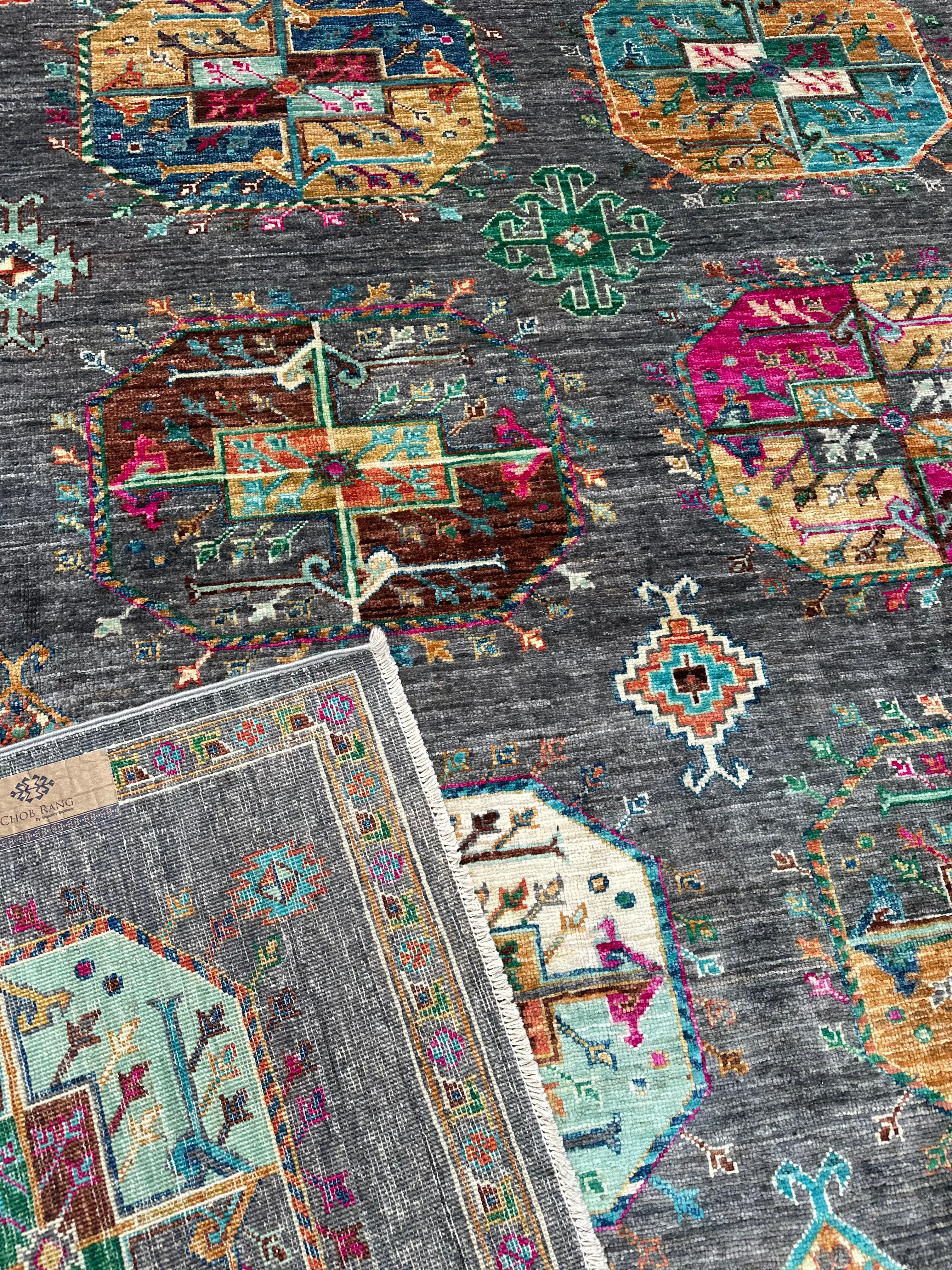 Hand-Knotted Afghan Chobi Wool Rug 244 CM x 177 CM SK#14591