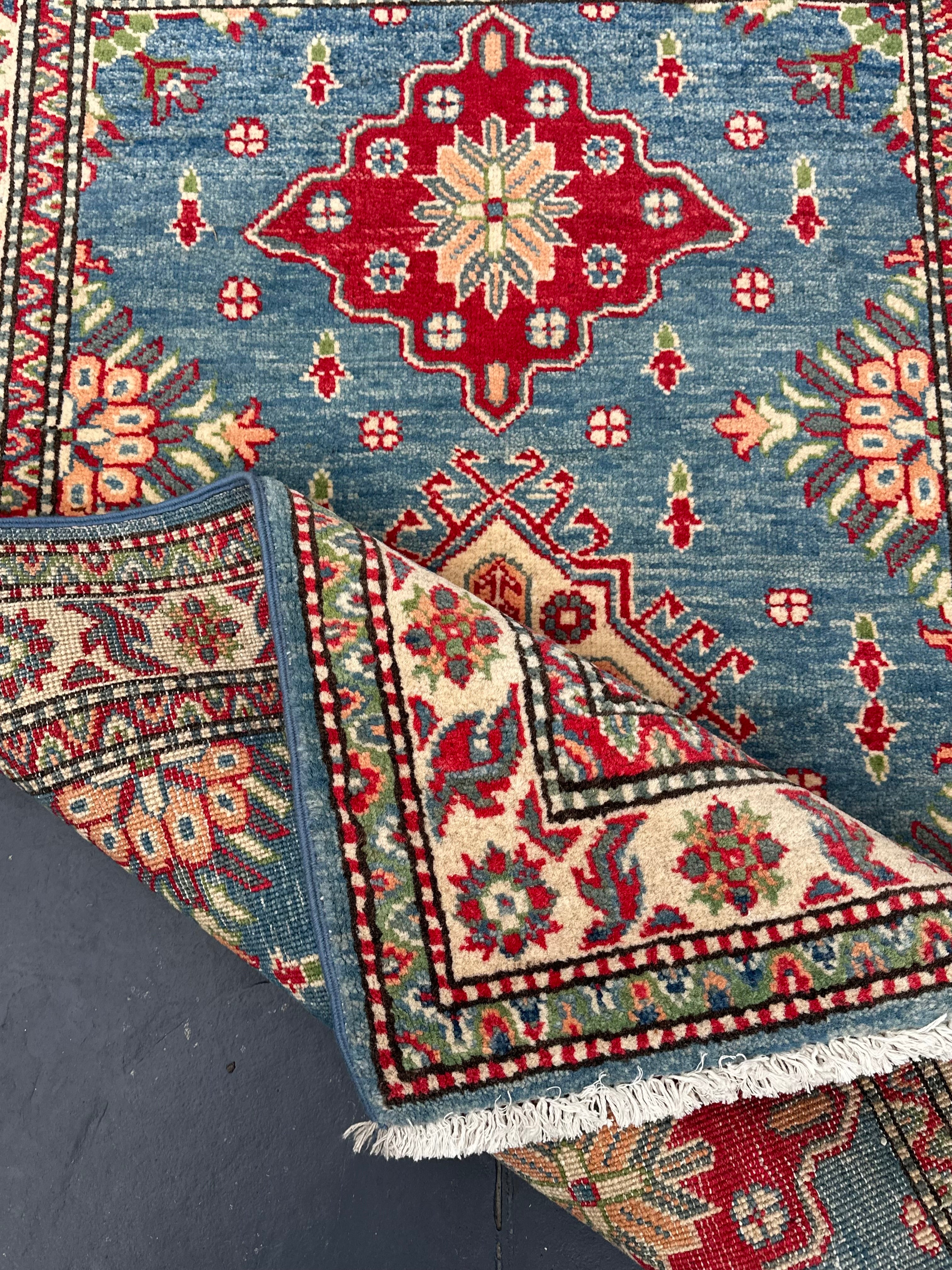 Handmade Afghan Traditional Kazak Wool Rug – 150 CM x 103 CM