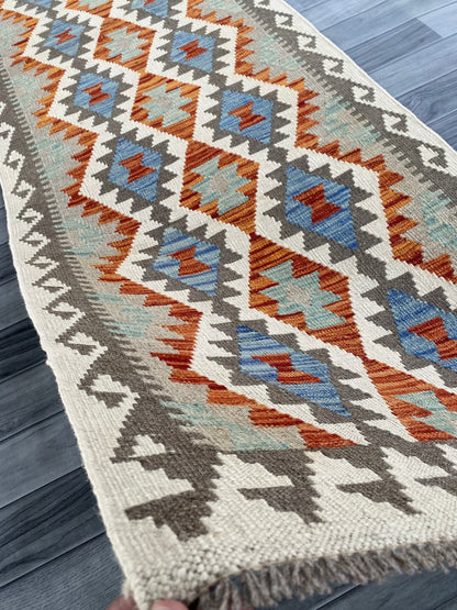 Handmade Afghan Chobi Kilim Hallway Runner Rug 295 CM x 82 CM ( SS # 171 )