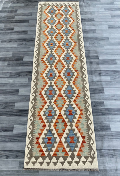 Handmade Afghan Chobi Kilim Hallway Runner Rug 295 CM x 82 CM ( SS # 171 )