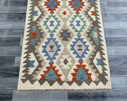 Handmade Afghan Chobi Kilim Hallway Runner Rug 198 CM x 83 CM ( SS # 170 )
