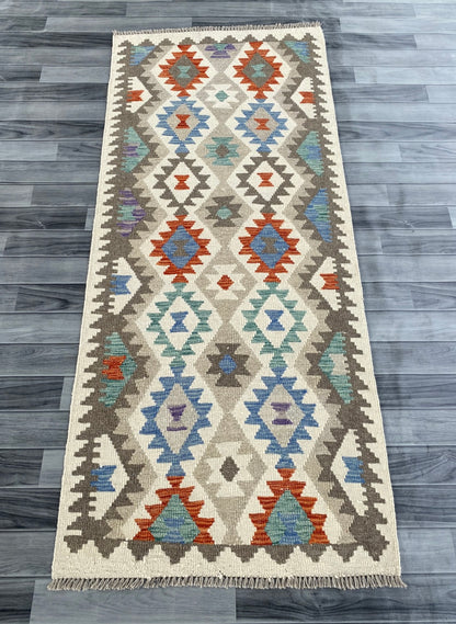 Handmade Afghan Chobi Kilim Hallway Runner Rug 198 CM x 83 CM ( SS # 170 )