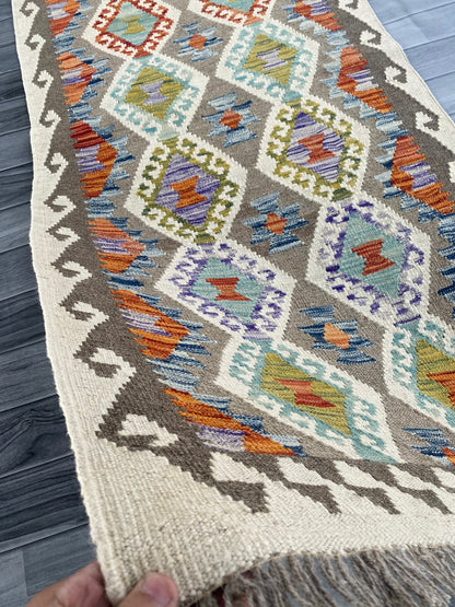 Handmade Afghan Chobi Kilim Hallway Runner Rug 201 CM x 81 CM ( SS # 169 )