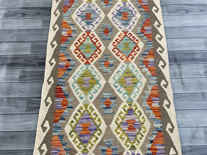 Handmade Afghan Chobi Kilim Hallway Runner Rug 201 CM x 81 CM ( SS # 169 )