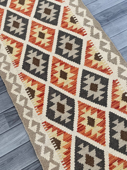 Handmade Afghan Chobi Kilim Hallway Runner Rug 193 CM x 66 CM ( SS # 168 )