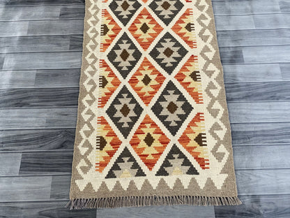 Handmade Afghan Chobi Kilim Hallway Runner Rug 193 CM x 66 CM ( SS # 168 )