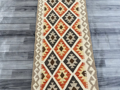 Handmade Afghan Chobi Kilim Hallway Runner Rug 193 CM x 66 CM ( SS # 168 )