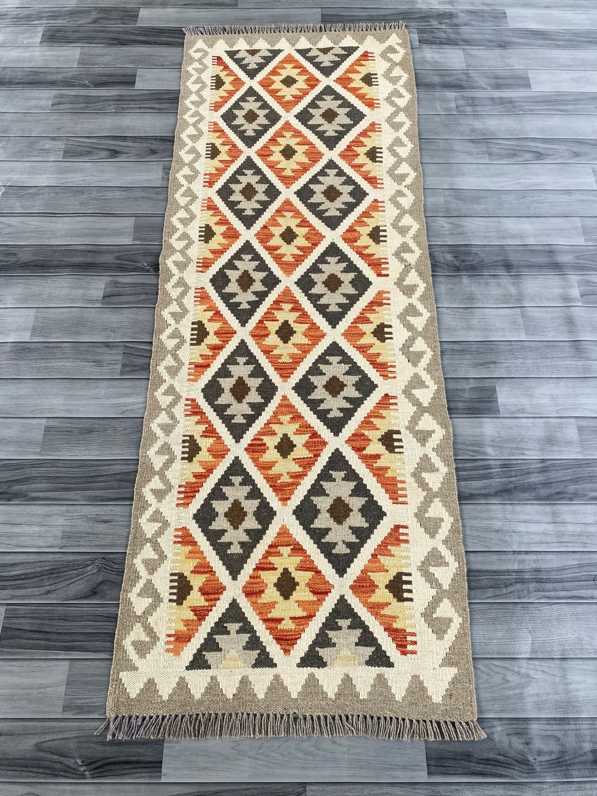Handmade Afghan Chobi Kilim Hallway Runner Rug 193 CM x 66 CM ( SS # 168 )