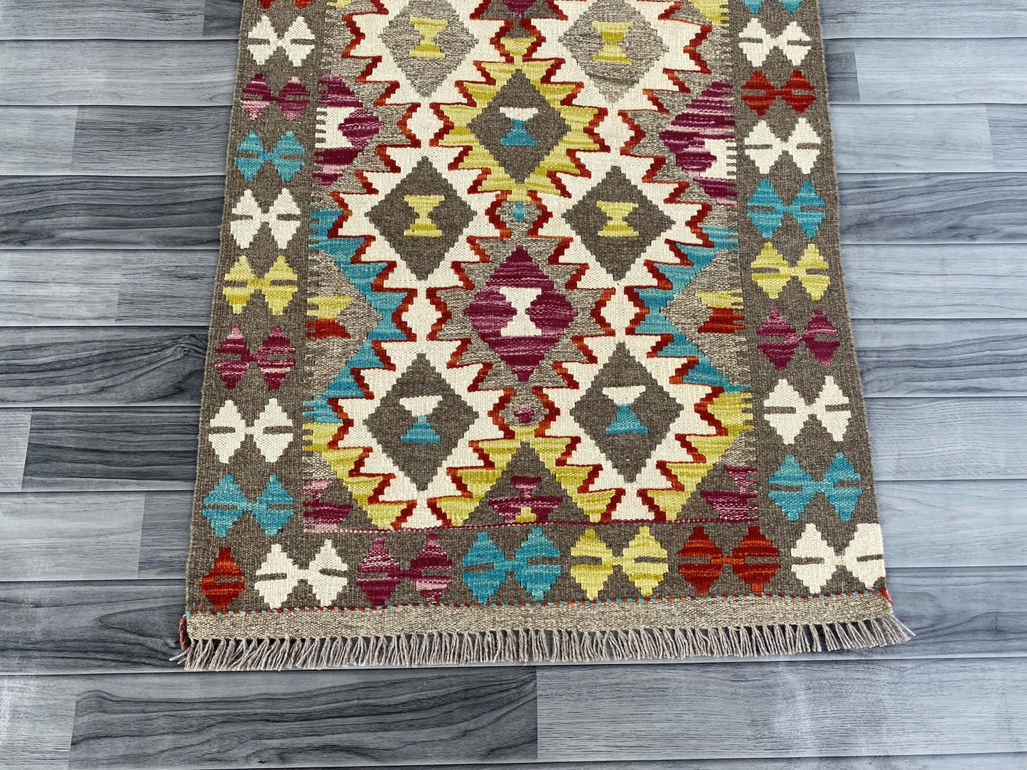 Handmade Afghan Chobi Kilim Hallway Runner Rug 184 CM x 77 CM ( SS # 167 )
