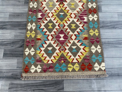 Handmade Afghan Chobi Kilim Hallway Runner Rug 184 CM x 77 CM ( SS # 167 )
