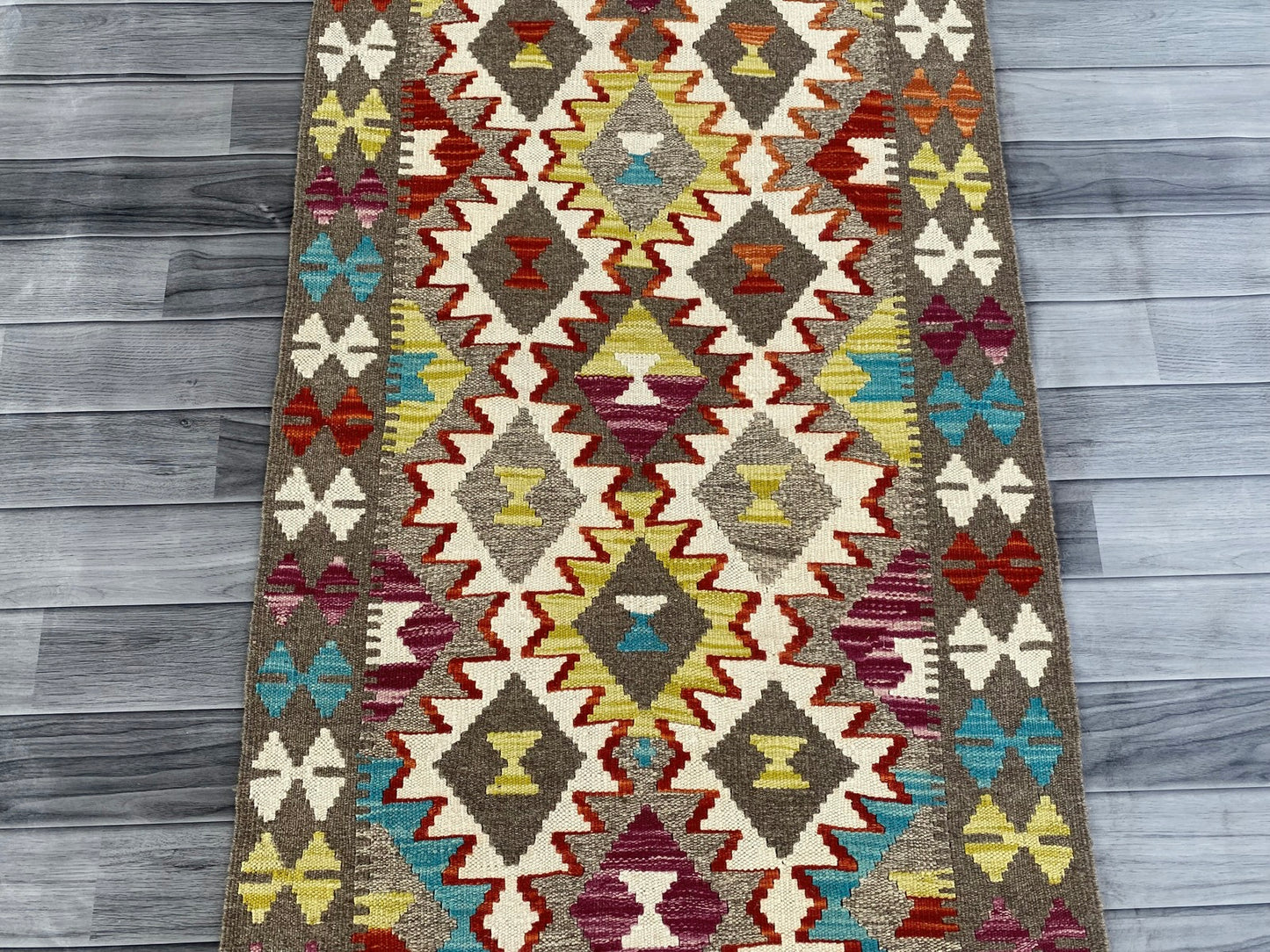 Handmade Afghan Chobi Kilim Hallway Runner Rug 184 CM x 77 CM ( SS # 167 )