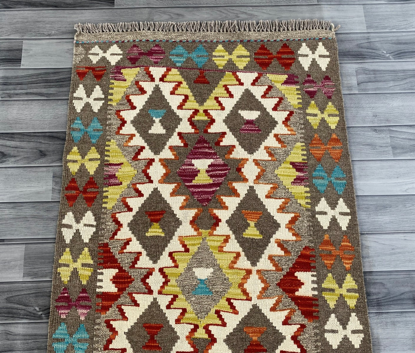 Handmade Afghan Chobi Kilim Hallway Runner Rug 184 CM x 77 CM ( SS # 167 )