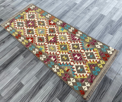 Handmade Afghan Chobi Kilim Hallway Runner Rug 184 CM x 77 CM ( SS # 167 )