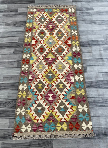 Handmade Afghan Chobi Kilim Hallway Runner Rug 184 CM x 77 CM ( SS # 167 )