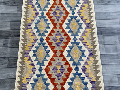 Handmade Afghan Chobi Kilim Hallway Runner Rug 198 CM x 81 CM ( SS # 166 )