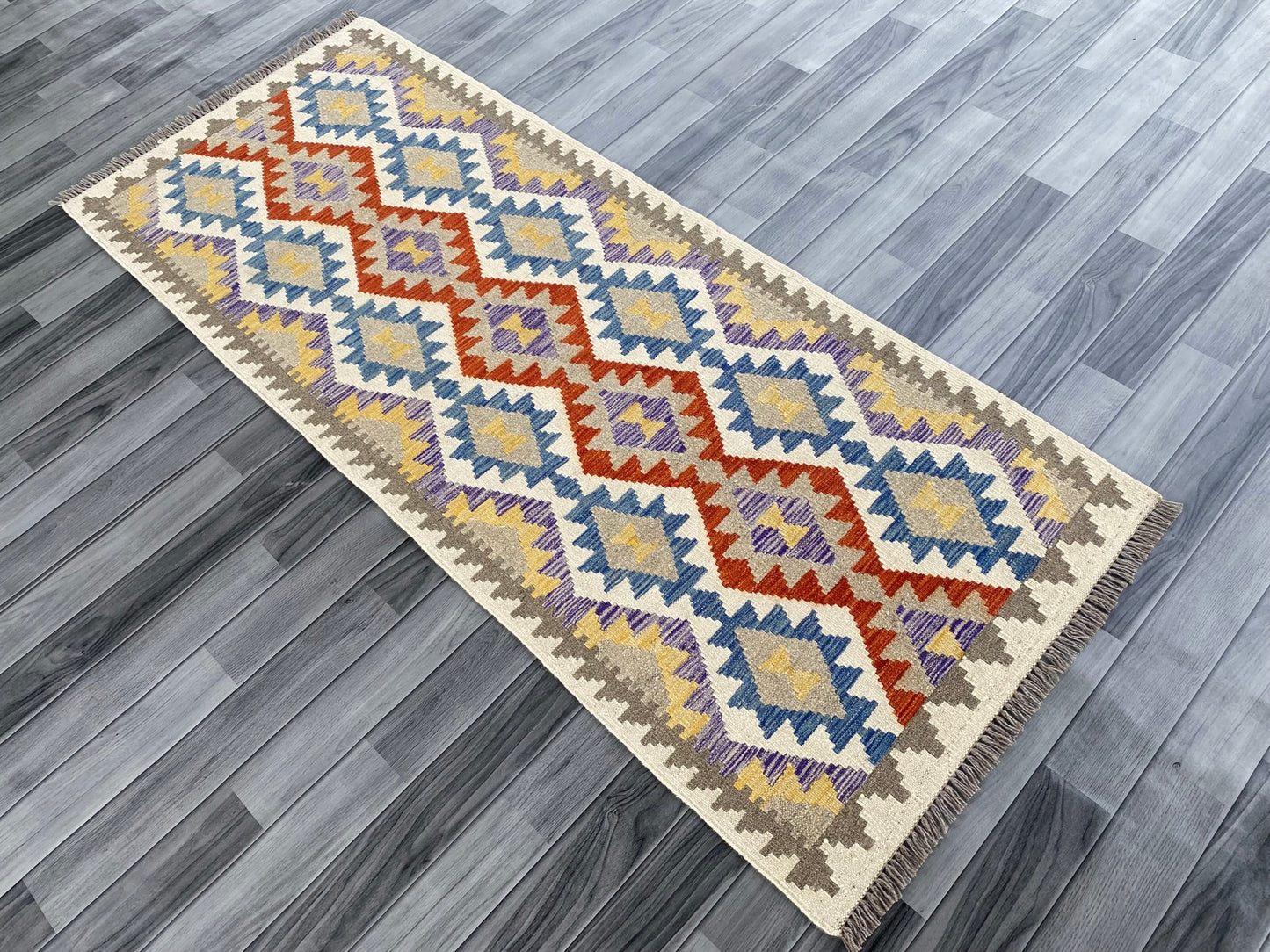 Handmade Afghan Chobi Kilim Hallway Runner Rug 198 CM x 81 CM ( SS # 166 )