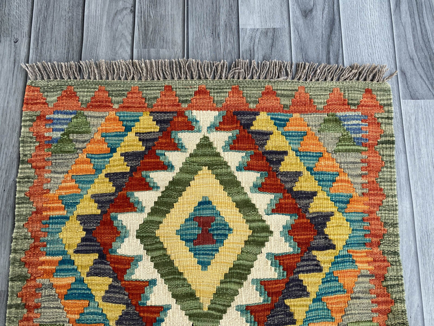 Handmade Afghan Chobi Kilim Rug 95x65 cm KAS#700