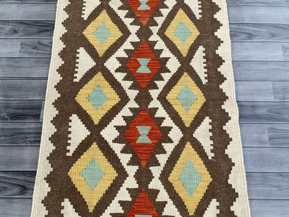 Handmade Afghan Chobi Kilim Hallway Runner Rug 213 CM x 80 CM ( SS # 165 )