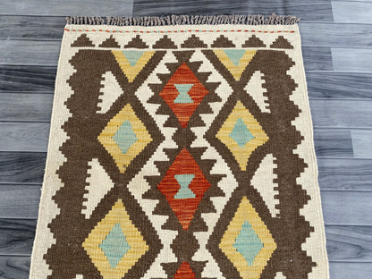 Handmade Afghan Chobi Kilim Hallway Runner Rug 213 CM x 80 CM ( SS # 165 )