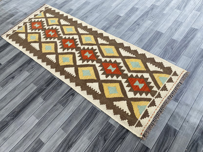 Handmade Afghan Chobi Kilim Hallway Runner Rug 213 CM x 80 CM ( SS # 165 )