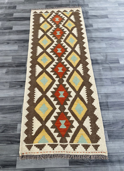 Handmade Afghan Chobi Kilim Hallway Runner Rug 213 CM x 80 CM ( SS # 165 )