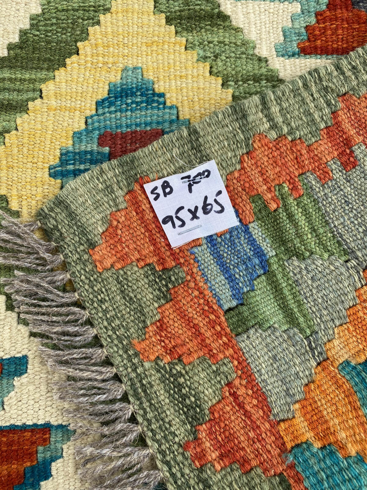Handmade Afghan Chobi Kilim Rug 95x65 cm KAS#700