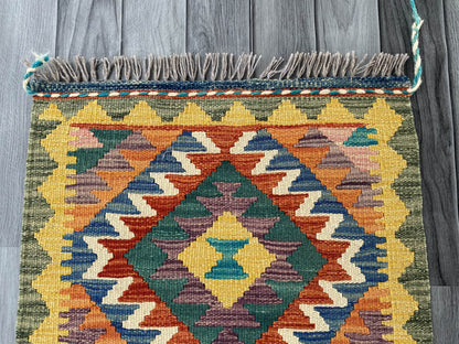 Handmade Afghan Chobi Kilim Rug 95x65 cm KAS#701