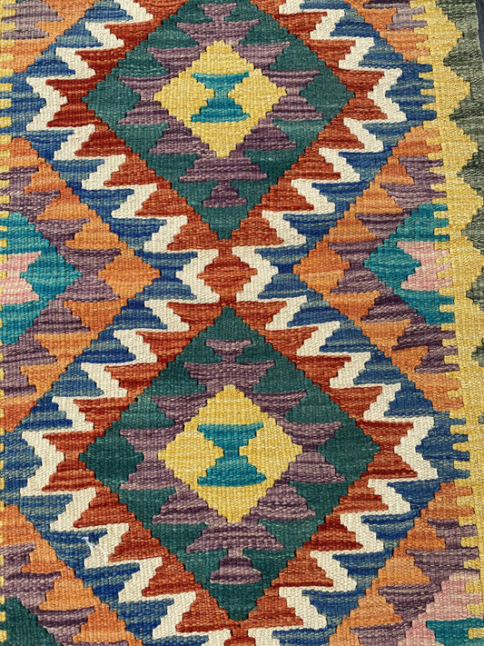 Handmade Afghan Chobi Kilim Rug 95x65 cm KAS#701