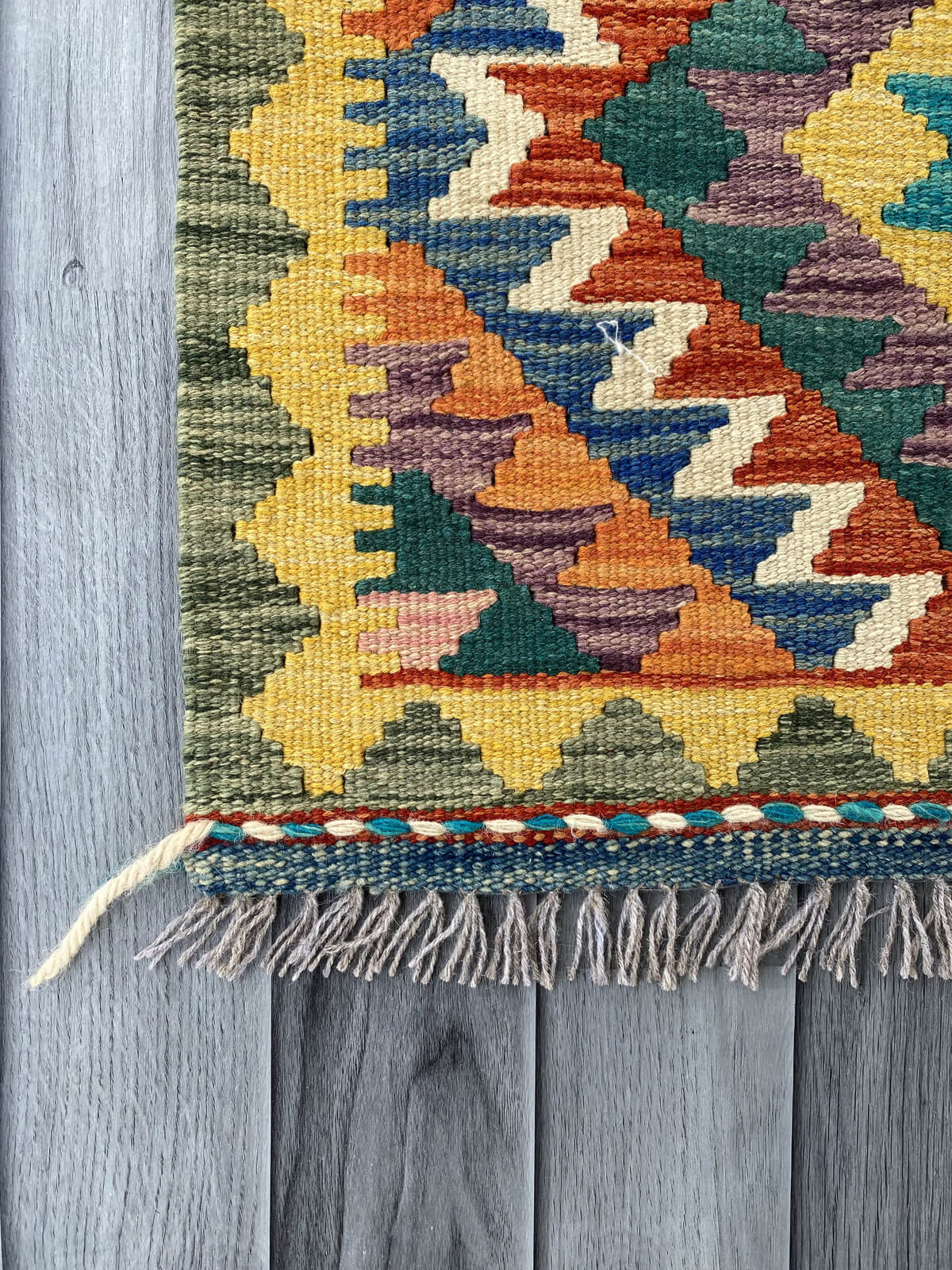 Handmade Afghan Chobi Kilim Rug 95x65 cm KAS#701