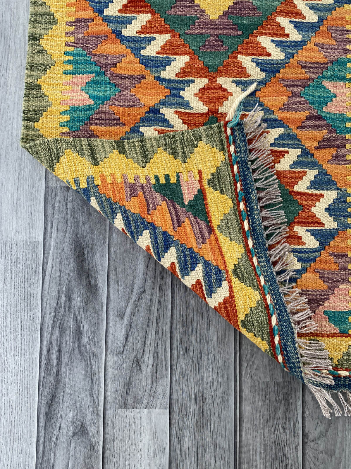 Handmade Afghan Chobi Kilim Rug 95x65 cm KAS#701
