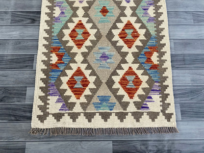 Handmade Afghan Chobi Kilim Hallway Runner Rug 196 CM x 81 CM ( SS # 164 )