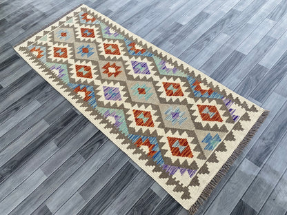 Handmade Afghan Chobi Kilim Hallway Runner Rug 196 CM x 81 CM ( SS # 164 )