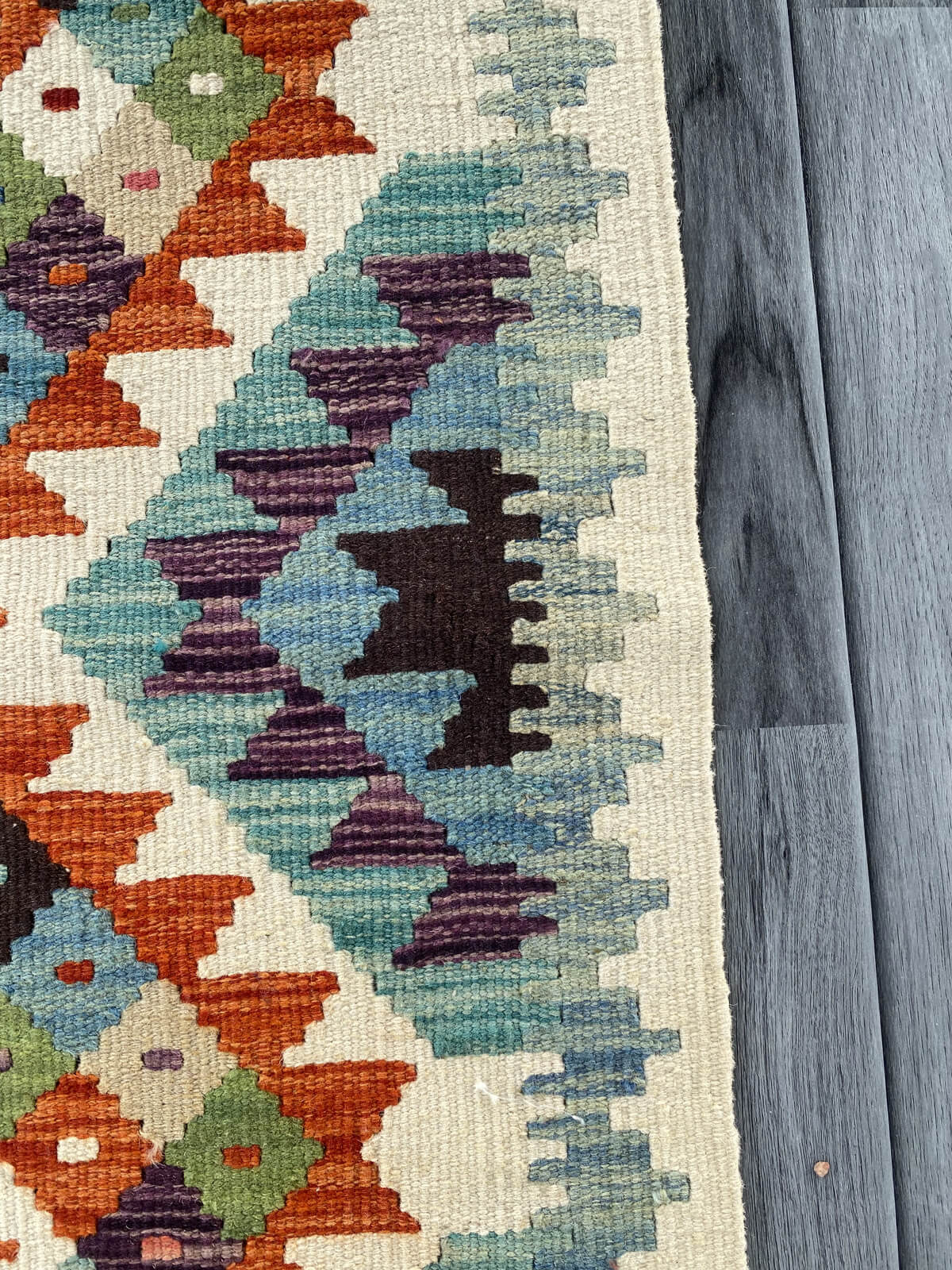 Handmade Afghan Chobi Kilim Rug 92x60 cm KAS#702