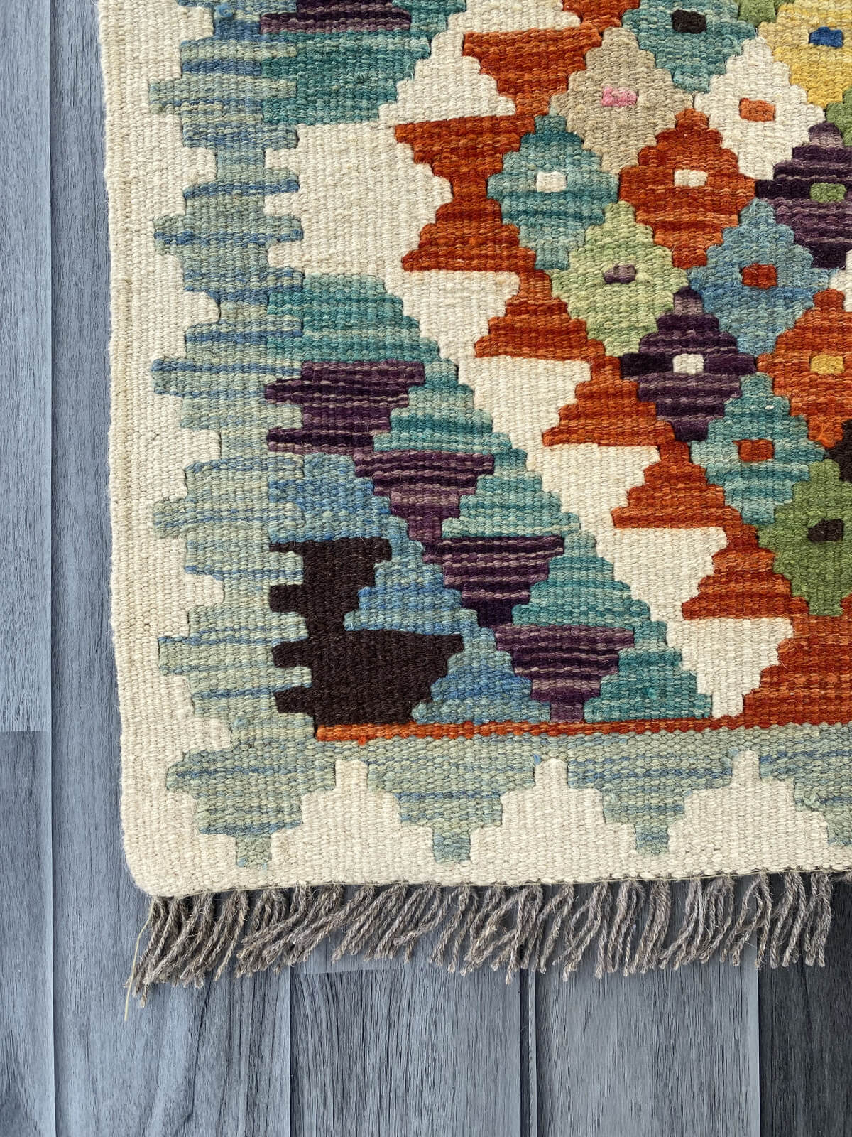 Handmade Afghan Chobi Kilim Rug 92x60 cm KAS#702