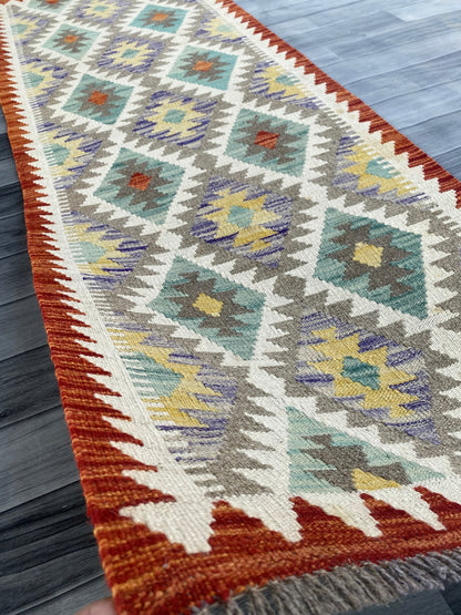 Handmade Afghan Chobi Kilim Hallway Runner Rug 195 CM x 70 CM ( SS # 163 )