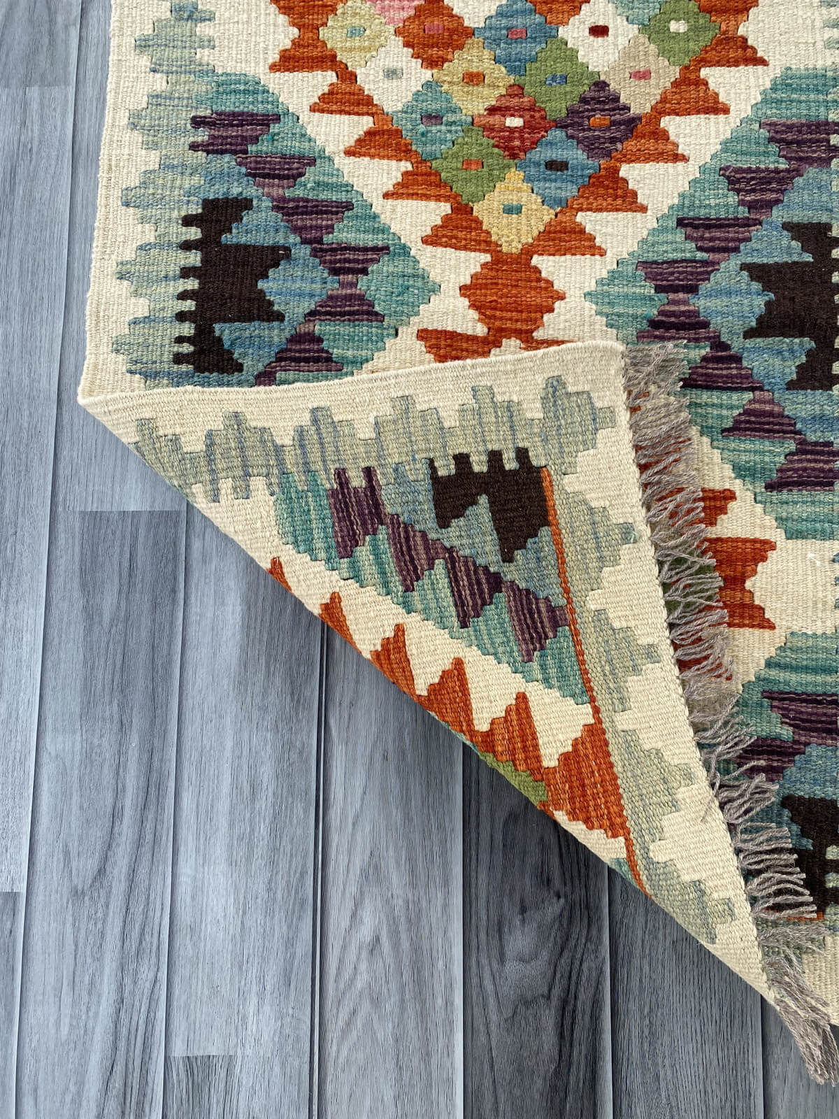 Handmade Afghan Chobi Kilim Rug 92x60 cm KAS#702