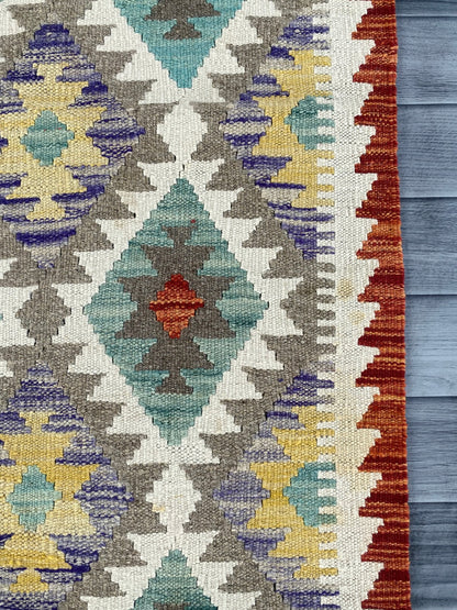 Handmade Afghan Chobi Kilim Hallway Runner Rug 195 CM x 70 CM ( SS # 163 )