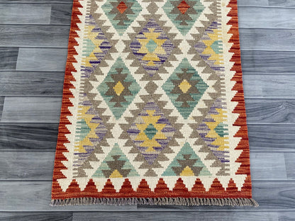 Handmade Afghan Chobi Kilim Hallway Runner Rug 195 CM x 70 CM ( SS # 163 )