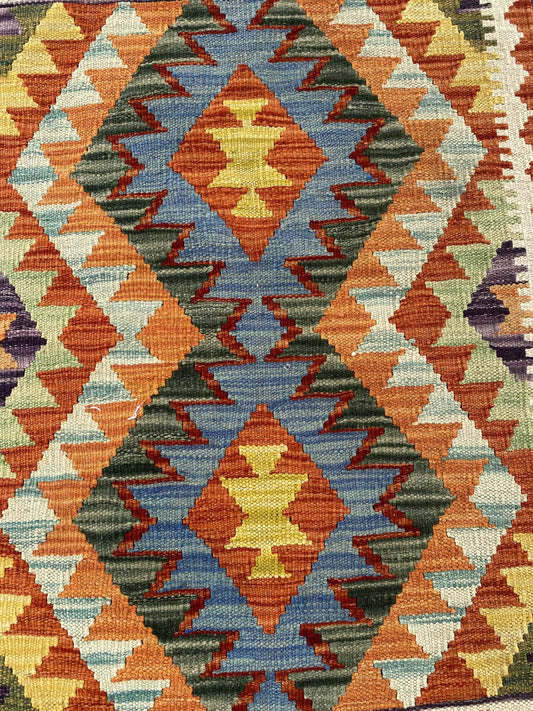 Handmade Afghan Chobi Kilim Rug 95x65 cm KAS#703