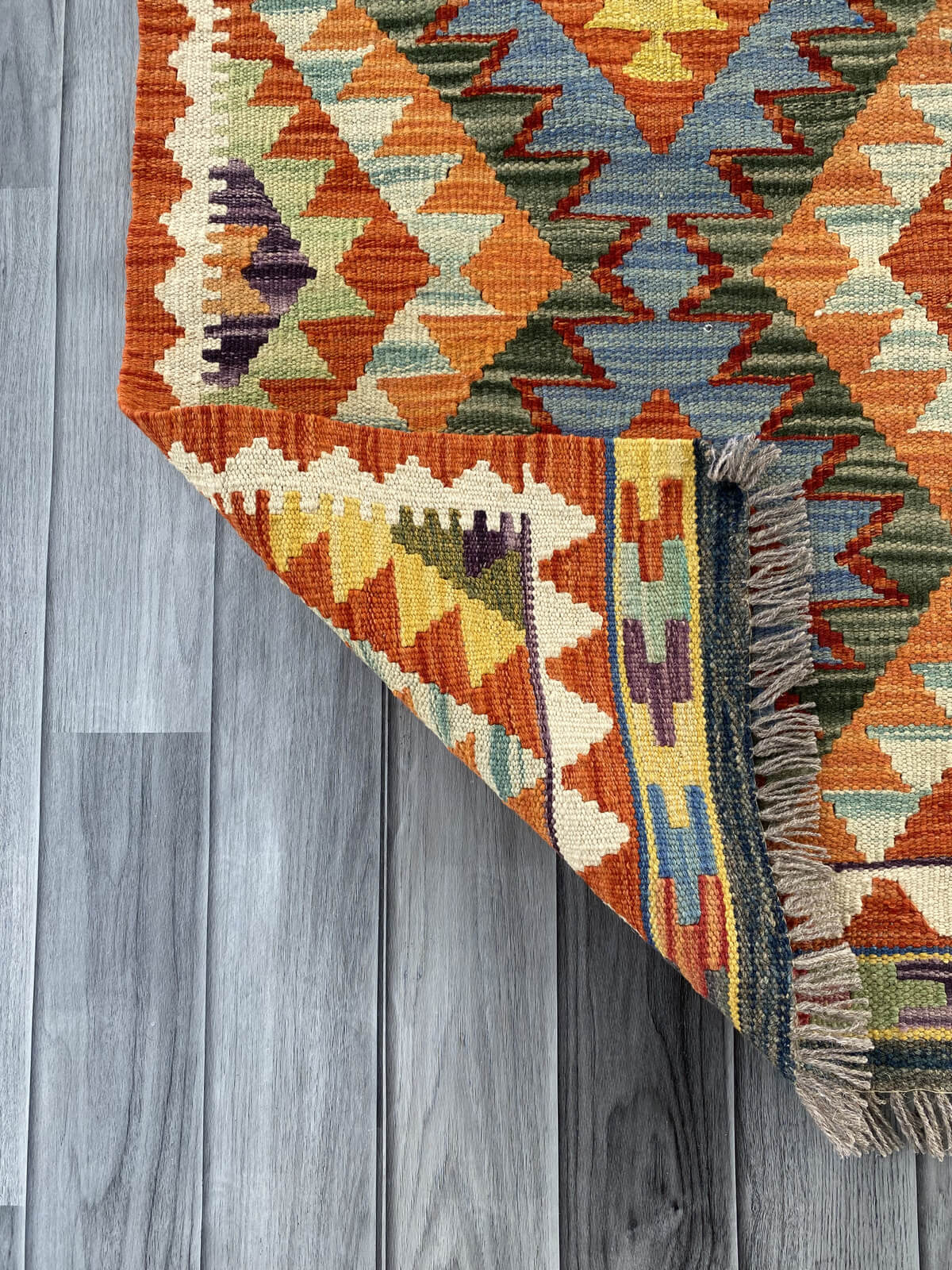 Handmade Afghan Chobi Kilim Rug 95x65 cm KAS#703