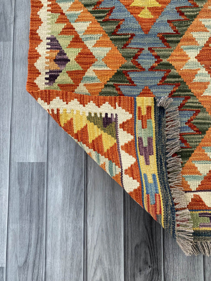 Handmade Afghan Chobi Kilim Rug 95x65 cm KAS#703
