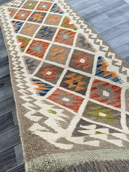 Handmade Afghan Chobi Kilim Hallway Runner Rug 200 CM x 70 CM ( SS # 162 )